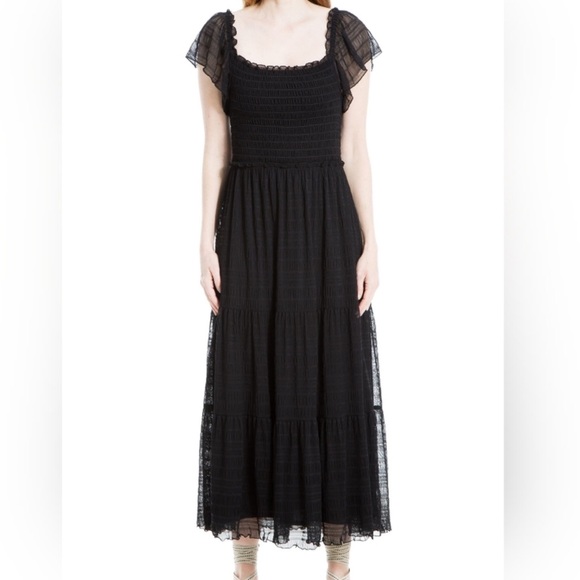 Max Studio Dresses & Skirts - Max Studio Mesh tiered midi dress black